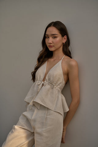 FABLAB DUNNE Talia Top (natural) เสื้อสายเดี่ยวผ้าลินิน