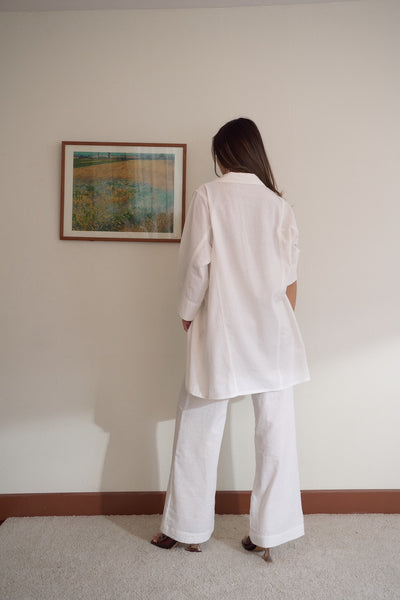 FABLAB DUNNE Olivia Midi Shirt (white)  เสื้อเชิ้ตสไตล์มินิมอล